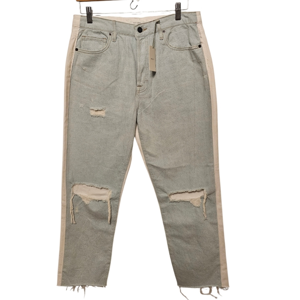 NWT Hidden Jeans Tracey Two-Tone High Rise Straight Leg Jeans Size 30